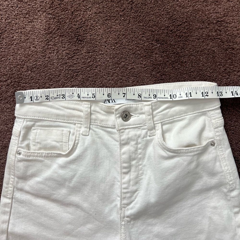 Zara High Waist Raw Hem Straight Leg - Picture 8 of 10